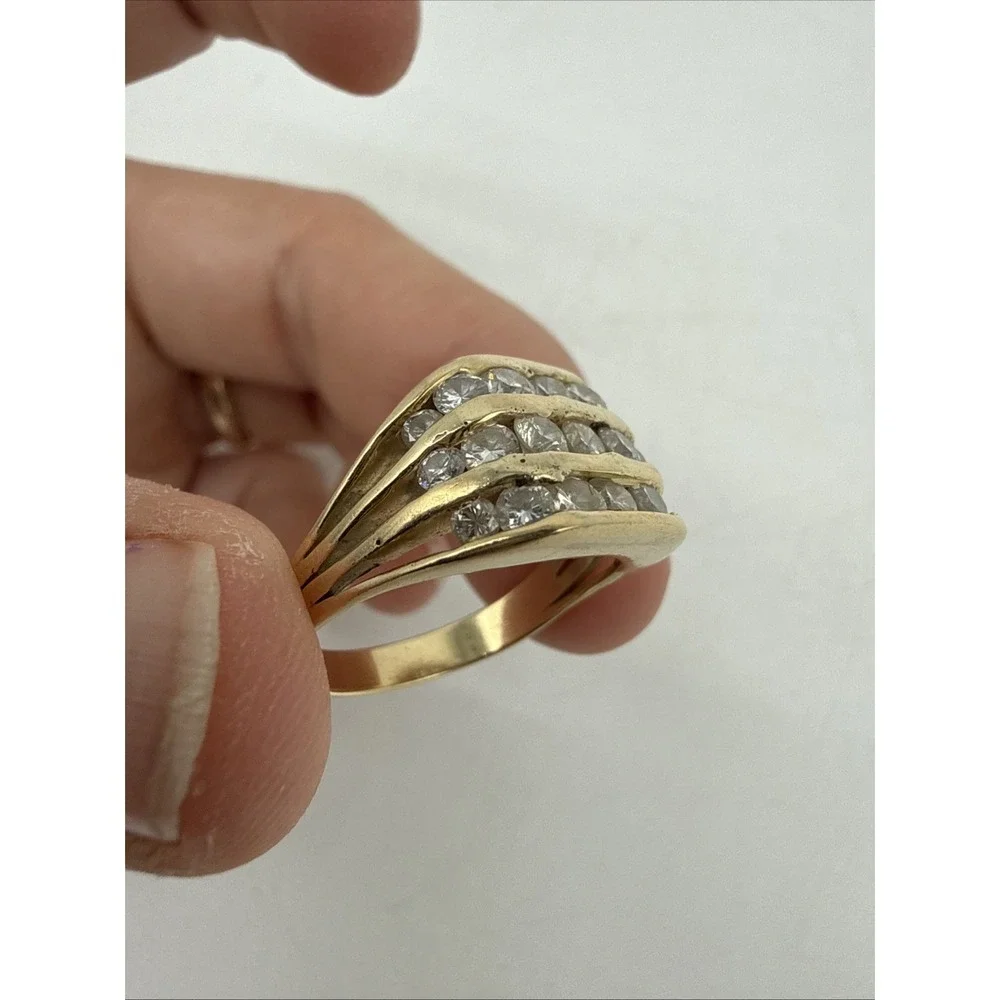 14K Gold Multi Row Channel Diamond Ring